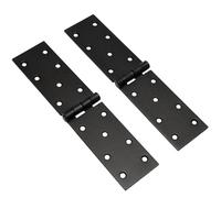 Pack of 2 x 200 mm Backflap Hinge Black, Steel Back Flap Hinges, Weather Resistant, Rust Proof Powder Coating, Strap Hinges Ideal for Indoor or Outdoor Use On Gates, Sheds, Gazebos, Wardrobes, Chests