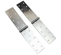Pack of 2 x 250 mm Backflap Hinge Galvanised, Silver Steel Back Flap Hinges, Weather Resistant, Rust Corrosion Proof, Strap Hinges for Indoor or Outdoor Use On Gates, Sheds, Gazebos, Wardrobes, Chests
