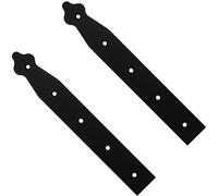 Pack of 2 x 250 mm Dummy Hinge Heads, Black Steel, Vintage False Strap Hinges, Weather Resistant, Rust Proof Powder Coating, Ideal for Indoor or Outdoor Use On Gates, Sheds, Gazebos, Wardrobes, Chests
