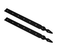 Pack of 2 x 400 mm Dummy Hinge Heads, Vintage False Strap Hinge, Black Steel, Weather Resistant, Rust Proof Powder Coating, Ideal for Indoor or Outdoor Use On Gates, Sheds, Gazebos, Wardrobes, Chests