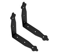 Pack of 2 x Black Corner Brackets - 150 x 150 mm Steel Right Angle Braces L Shaped Retro Decorative Metal Bracket 90 Degree Corner Braces for Wooden Furniture, Window, Shelf, Desk