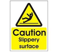 Pack of 2 x Caution Slippery Surface Signs 150mm x 200mm - Rigid Plastic