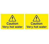 Pack of 2 x Caution Very Hot Water Signs 75mm x 50mm - Self Adhesive
