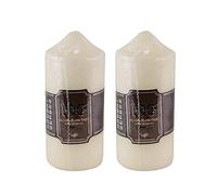 Pack of 2 x Church Pillar Candles Unscented Overdipped White Candles with Long Burning Times of 100 Hours, 16 cm Tall