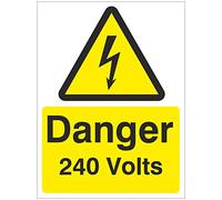 Pack of 2 x Danger 240 Volts Signs 150mm x 200mm - Rigid Plastic