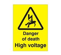 Pack of 2 x Danger Of Death High Voltage Signs 150mm x 200mm - Rigid Plastic