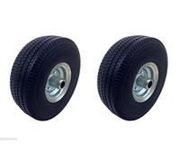 Pack Of 2 x Off Set Galvanised PU Sit On Lawn Mower Wheel Puncture Proof 4.10/3.50-4