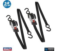 Pack of 2 x Sealey ATD25301 Auto Retract Ratchet Tie Down Straps 25mm X 3 Metre