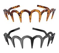 Pack of 2 Zigzag Headbands, Women's Headbands, Shark Tooth Hair Comb, Hard Headbands, Plastic Zigzag Headbands, Wavy Hair Comb Headband (Leopard Brown and Black)