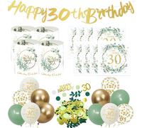 Pack of 20 30th Birthday Decorative Napkins, Pack of 12 Happy 30th Birthday Lantern Table Decoration and Balloon Garland Confetti for 30 Years Decoration Birthday Woman Man