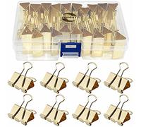 Pack of 20 32mm Gold Foldback Clips for Office School and Home Use