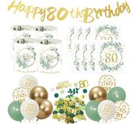 Pack of 20 80th Birthday Decoration Napkins 12 Pieces Happy 80th Birthday Lantern Table Decoration and Balloon Garland Confetti for 80 Years Decoration Birthday Woman Man