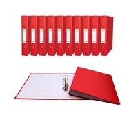 Pack of 20 A5 Small Red Paper Over Board Ring Binders by Janrax - Office, School Document Supplies