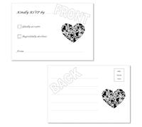 Pack of 20 A6 Double Sided RSVP Cards- Choice of Colours (Black)
