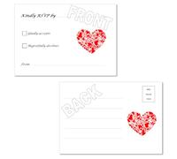 Pack of 20 A6 Double Sided RSVP Cards- Choice of Colours (RED)