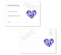 Pack of 20 A6 Double Sided RSVP Cards- Choice of Colours (Royal Blue)