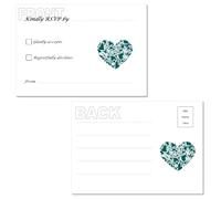 Pack of 20 A6 Double Sided RSVP Cards- Choice of Colours (Teal)