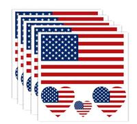 Pack of 20 American Flag Tattoos, American Banner Tattoos Decoration Stickers, Rectangle Heart Waterproof Stickers for Party Parade America (5 Sheets)