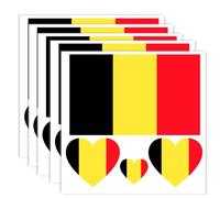 Pack of 20 Belgium Flag Tattoos, Belgian Banner Tattoos Decoration Stickers, Rectangle Heart Waterproof Stickers for Party Parade Belgium (5 Sheets)