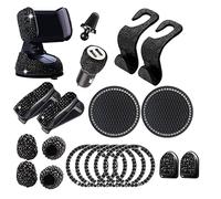 Pack of 20 Bling Car Accessories Interior Women Glitter, Bling Car Accessories Bling Car Accessories Glasses Holder for Women, Bling Mobile Phone Holder, Bling Ignition Ring, Bling Car Hook