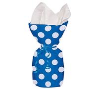 Pack of 20 Blue Polka Dot Cellophane Bags with Ties Christmas Gifts Paper Wrap Hen Party Wedding Birthday Favours Box