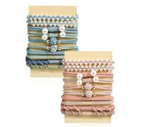 Pack of 20 Boho Hair Bobbles for Women and Girls with Beads, Elastic Braid Scrunchies, Stylish Hair Accessories Set as Bracelet, Soft Hair Bands for Thin, Thick Hair, Accessories, Gift Ideas