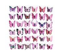 Pack of 20 Butterflies Decoration, Colourful Butterfly Decoration with Safety Pins, PVC Butterfly Brooch, 3D Butterfly Stickers, Craft for Room Decoration, Decoration Curtains, Dining Table, Office