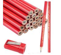Pack of 20 Carpenter's Pencils, 175 mm Red Pencil, Construction Site, Oval Hard Thick Pencils Set with Pencil Sharpener for Craftsmen Drawing Scribing Marking, Black Thick Core