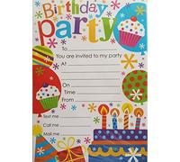 Pack Of 20 Children's Birthday Party Invites With Envelopes - Purple Dog & Cake