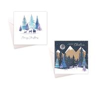 Pack of 20 Christmas cards xmas greetings cards midnight forest reindeer card traditional season greetings complete with envelopes.