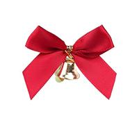 Pack of 20 Christmas Gift Bows with Bells, Small Christmas Arch, Christmas Wreath Bow, Christmas Tree Decorative Bows Ornaments for Christmas Party Gifts Wrapping Crafts, Wine Red