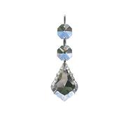 Pack of 20 Clear Maple Leaf Crystal Pendants with Octagon Beads Chain for Chandelier, Clear Glass Crystal Chandelier Pendants (38mm, Clear)