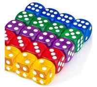 Pack of 20 Colourful D6 Dice Play Dice Acrylic Multicoloured Dice Set for Games Table Games 5 Colours(14mm,16mm) (14mm)