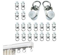Pack of 20 Curtain Rail Rollers, Curtain Gliders, Hooks, Runners, Suitable for Hanging Curtains (White)