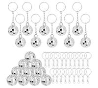 Pack of 20 Disco Ball Key Chain, 3 cm Small Disco Ball Key Ring, 70s Silver Hanging Mirror Ball Pendant, Mirror Ball Key Pendant for Christmas Party Decoration