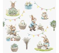 Pack of 20 Easter Bunny Pattern Paper Table Napkins - For Decoupage and Napkin Art - 33 x 33cm