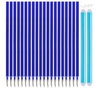 Pack of 20 Erasable Refills, Compatible with Legami, 0.7 mm, Height 13 cm, with 2 Erasers, Rollerball Pen, Erasable, Easy to Erase, Rollerball Pen Erasable Refills for Erasable Pens (Blue)