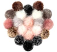 Pack of 20 Faux Fur Pom Poms for Hats - 4.5 Inch Fluffy DIY Knitting Hat Pompoms with Elastic Loop, Removable Crochet Crafts Accessories for Shoes Scarves Gloves Bags Keychains (11 Colour 22 Pieces)