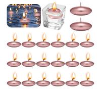 Pack of 20 Floating Candles Metal Candles Rose Gold Unscented Floating Candles Metallic 37 mm Decorative Floating Candles for Wedding Pool Parties Spa Bathtubs Valentine's Day Christmas Decoration