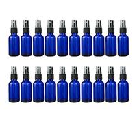 Pack of 20 Glass Spray Bottles, 20 ml, Small Spray Bottles, Refillable, Reusable, Blue, Empty, Fine Mist Spray Bottle, Travel Atomiser, for Essential Oils, Travel Liquid, Cosmetics, Cleaning