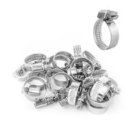 (Pack of 20) KCT 16-25mm Stainless Steel 304 Adjustable Clip Mini Small Fuel Hose Pipe Clamp