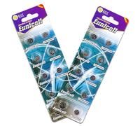 Pack of 20 - LR754/AG5 Eunicell 1.5V Button Coin Cell Alkaline Batteries - Suitable for use in LED lights, Digital Voice Recorders, Toys, Blood Glucose, Cholesterol Testing, Meters, Toys