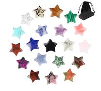 Pack of 20 Lucky Stones, Natural Gemstones Set, Colourful Healing Stones, Small Crystals Stones, Semi-Precious Stones, Star Crystal Lucky Stone for Crystal Therapy, Meditation and Decoration (20 x 20