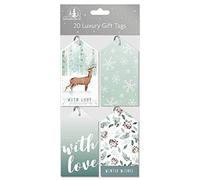 Pack of 20 Luxury Tags Xmas Festive Present Gift Tie Wrap Luggage Style Labels- Forest Frost (2924)
