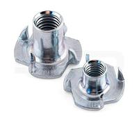 (Pack of 20) M3 M4 M5 M6 M8 M10 M12 4 PRONGED CAPTIVE BLIND TEE NUT WOOD THREADED FURNITURE T NUTS (M4 x 8mm)