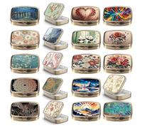 Pack of 20 Metal Tablets Organizers 2 Compartment Medicine Container Decorative Travel Friendly Storage Boxes for Pills Decorative Pills Storage Box for Jewelry and Cosmetics