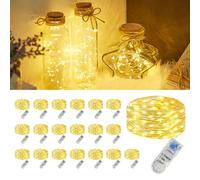 Pack of 20 Micro LED Fairy Lights with CR2032 Battery, IP65 Waterproof Fairy Lights with Timer, 2 m 22 LEDs Mini LED Fairy Lights Wire Indoor for Garden, Indoor, Outdoor, Christmas Decoration, Warm