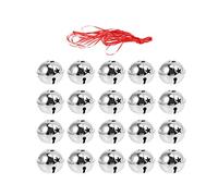 Amosfun Pack of 20 Mini Christmas Bells with Star Cutouts - Christmas Tree Decoration Ornaments for Holiday Craft Decorations with 10 m Ribbon 4 cm Golden 4*4CM Silver