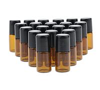 Pack of 20 Mini Portable Empty Roller Ball Bottles Holder Cases - Refillable Perfume Essential Oil Liquids Containers for Travel - Smooth Rolling Metal Ball - 1ml