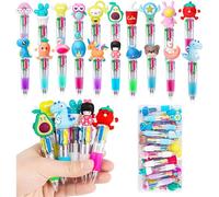 Pack of 20 Multicoloured Ballpoint Pens 4 in 1 Mini Multicoloured Pens Creative Cute Cartoon Pen 4 Colours Retractable Ballpoint Pen for Office School Supplies for Children Students Homework School
